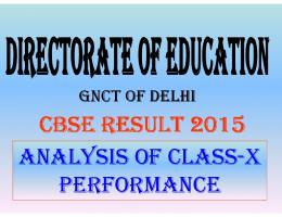 ANALYSIS OF CLASS-X PERFORMANCE CBSE RESULT 2015