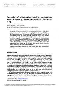 Analysis of deformation and microstructure evolution during the hot ...