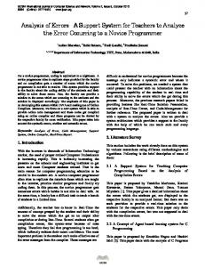 Analysis of Errors Analysis of Errors