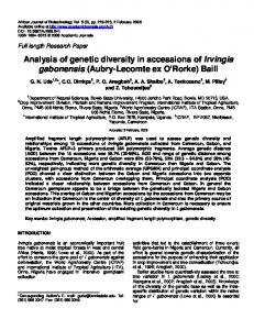 Analysis of genetic diversity in accessions of ... - Academic Journals