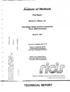 Analysis of Methods TECHNICAL REPORT - NTRS - NASA