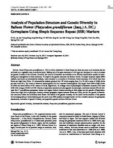 Analysis of Population Structure and Genetic Diversity ... - Springer Link