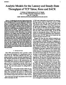 Analytic Models for the Latency and Steady-State ... - CiteSeerX