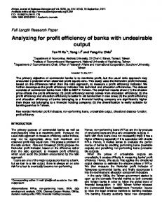 Analyzing for profit efficiency of banks with