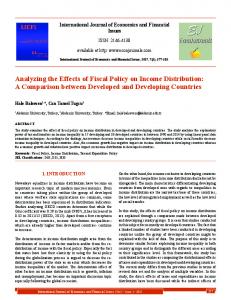 Analyzing the Effects of Fiscal Policy on Income Distribution - DergiPark