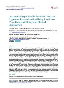 Anatomic Single Bundle Anterior Cruciate Ligament Reconstruction ...