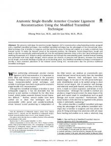 Anatomic Single-Bundle Anterior Cruciate Ligament Reconstruction ...