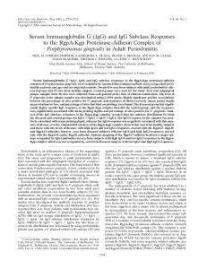 and IgG Subclass Responses to the RgpA-Kgp Proteinase-Adhesin ...