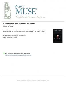 Andrei Tarkovsky: Elements of Cinema