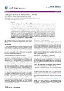 Androgen Therapy in Adolescents: A Review - OMICS International