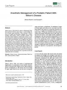 Anesthetic Management of a Pediatric Patient With Wilson's Disease