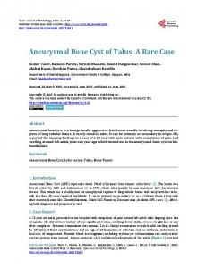 Aneurysmal Bone Cyst of Talus: A Rare Case - Scientific Research ...