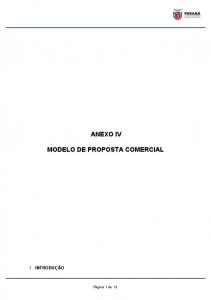 ANEXO IV MODELO DE PROPOSTA COMERCIAL