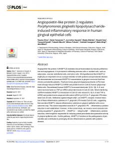 Angiopoietin-like protein 2 regulates Porphyromonas ... - PLOS