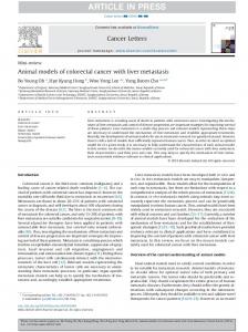 Animal models of colorectal cancer with liver metastasis