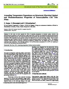 Annealing Temperature Dependence on Structural, Electrical Optical