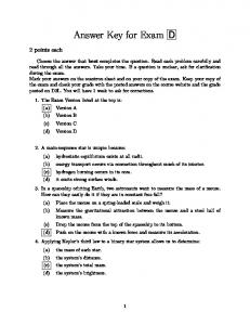 Answer Key for Exam D