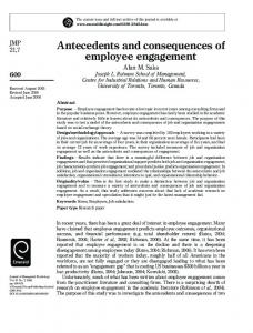 Antecedents and consequences of employee engagement - Free