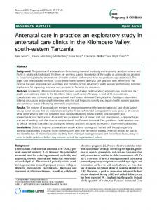 Antenatal care in practice: an exploratory study in ... - Springer Link