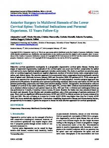 Anterior Surgery in Multilevel Stenosis of the Lower Cervical Spine ...