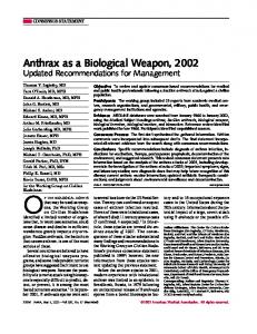 Anthrax as a Biological Weapon, 2002 - Southern Nevada Health District