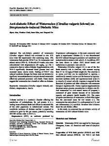 Anti-diabetic Effect of Watermelon (Citrullus vulgaris ... - Springer Link