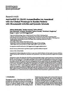 Anti-hnRNP B1 (RA33) Autoantibodies Are Associated with the ...