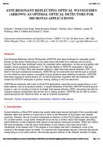 ANTI-RESONANT REFLECTING OPTICAL WAVEGUIDES (ARROWS ...