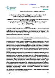 Antibacterial activity of Clove (Syzygium aromaticum) - IJPAB