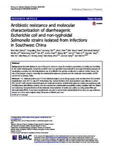 Antibiotic resistance and molecular characterization of diarrheagenic ...