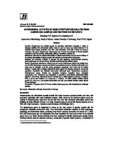 antimicrobial activities of some streptomyces isolated from garden soil