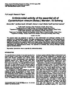 Antimicrobial activity of the essential oil of ... - Academic Journals