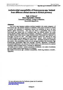 Antimicrobial susceptibility of Enterococcus spp ...