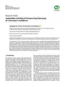 Antioxidant Activities of Extracts from Sarcocarp of Cotoneaster ...