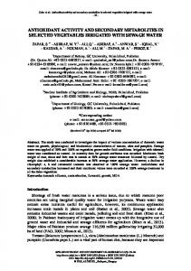 antioxidant activity and secondary metabolites in selected vegetables