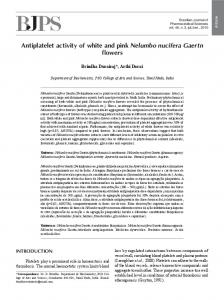 Antiplatelet activity of white and pink Nelumbo nucifera ... - Revistas USP