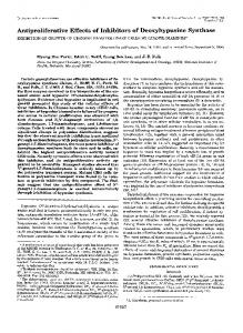 Antiproliferative Effects of Inhibitors of