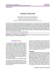 Anxiety in Dementia - KoreaMed Synapse