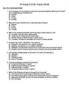 AP Biology REVIEW--Chapters 06-08