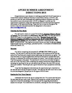 AP US History Summer Assignment 2013 - Washington High School