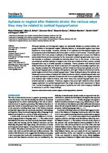 Aphasia or neglect after thalamic stroke: the ... - Semantic Scholar