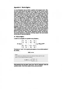 Appendix A: Matrix Algebra