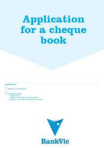 Application for a cheque book - BankVic