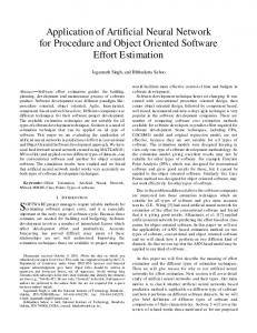 Application of Artificial Neural Network for Procedure and Object ...