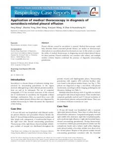 Application of medical thoracoscopy in diagnosis of sarcoidosis ...