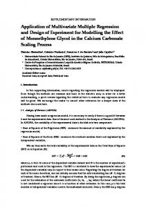 Application of Multivariate Multiple Regression and Design of ... - MDPI