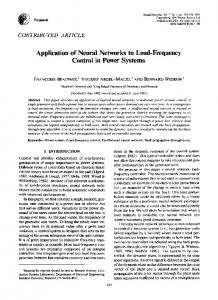 Application of Neural Networks to Load-Frequency Control in Power ...