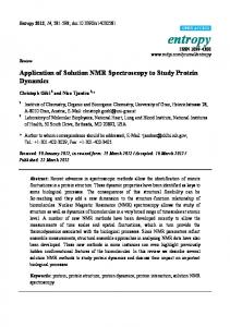 Application of Solution NMR Spectroscopy to Study Protein ... - MDPI