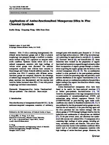 Applications of Amine-functionalized Mesoporous ... - Springer Link