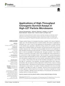 Applications of High-Throughput Clonogenic ... - Semantic Scholar